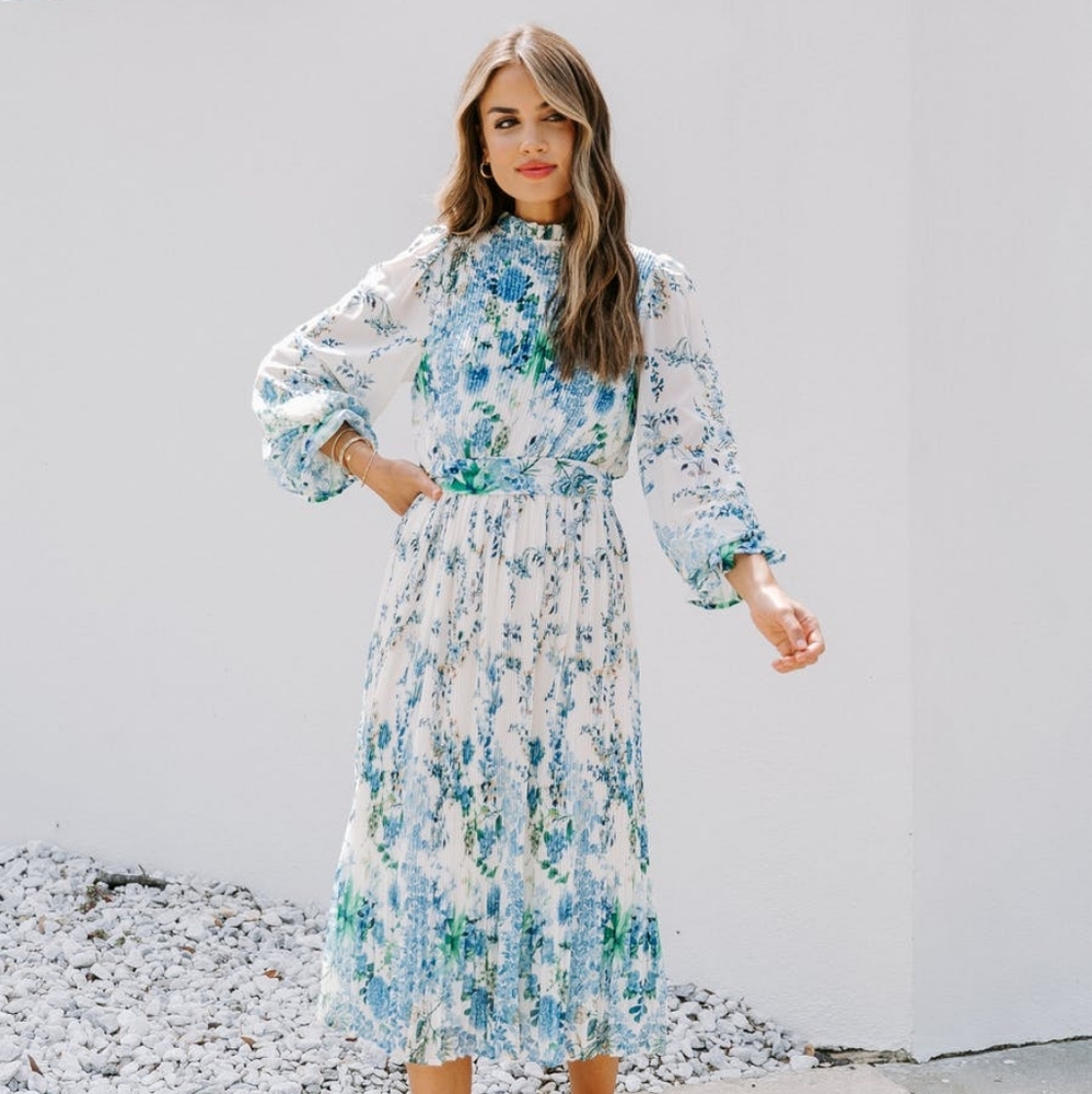 VICI TEMPE FLORAL RUFFLE MIDI DRESS NWT